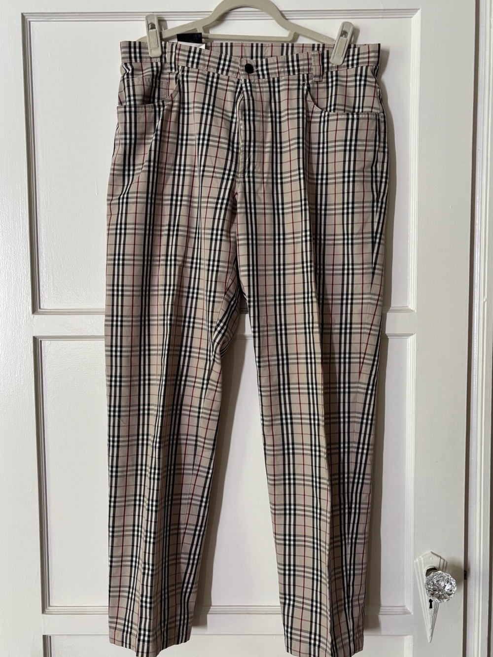 BURBERRY Men's Plaid Dress Pants in Beige